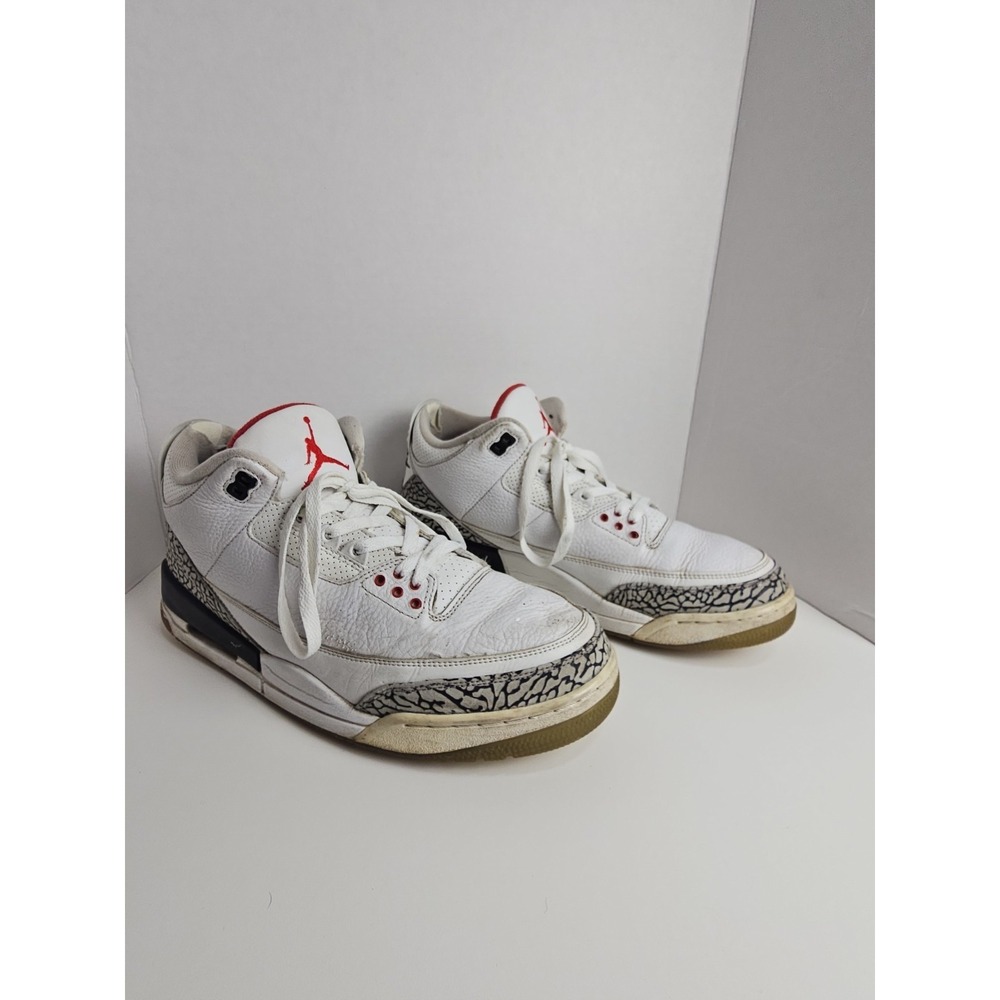 2017 Nike Air Jordan 3 Retro White Red Black 923096-101 Size 12